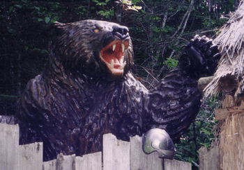 A statue of Kesagake, the brown bear responsible for the worst bear attacks in Japanese history.