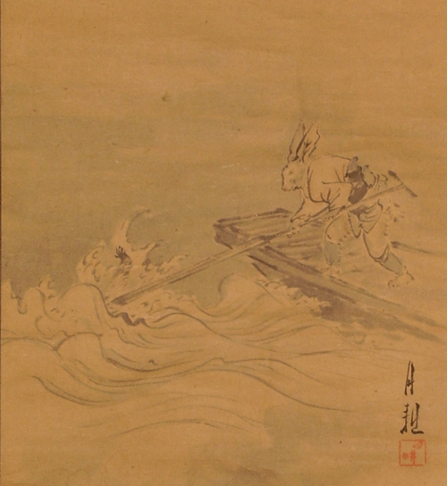 800px-Rabbit's_Triumph_-_climax_of_the_Kachi-kachi_Yama.markings_of_Ogata_Gekko.detail_-_image_for_k-k_y_article.version_1.wittig_collection_-_painting_22