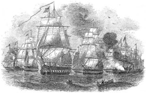 Commodore Perry's fleet making its second visit to Japan.