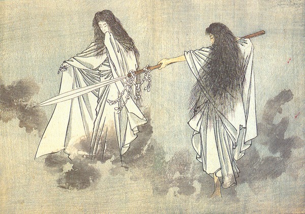 Izanagi and Izanami, Amaterasu's parents.
