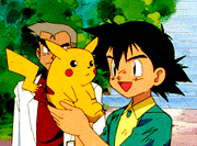 Ash and Pikachu together in Episode 1 of Pokemon. 