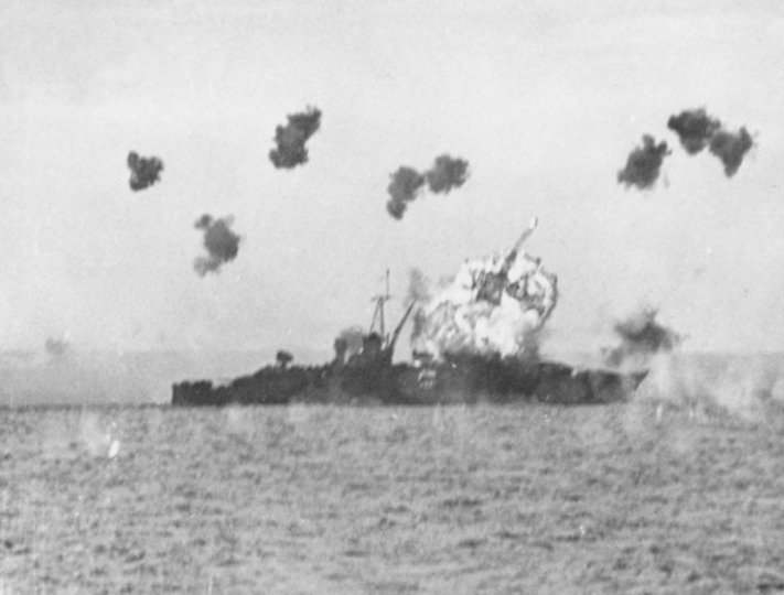 USS Louisville hit by a kamikaze.