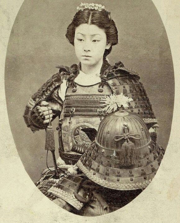 Onna-bugeisha (Woman Samurai) late 1800. One of the female warriors of the upper social classes in feudal Japan.