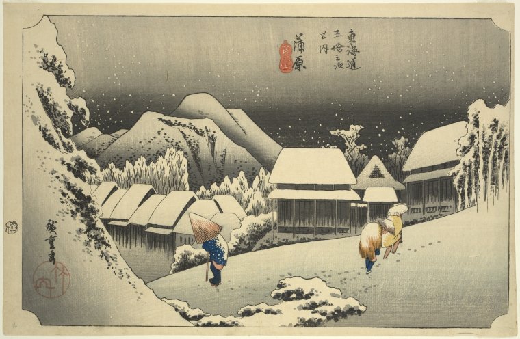 Kambara,Yoru no yuki by Ando Hiroshige