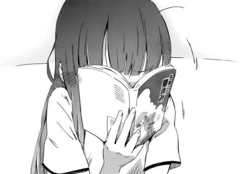 A manga-style girl reading.