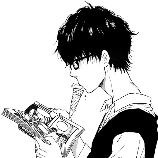 Picture of a manga boy reading manga